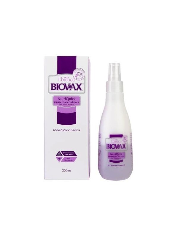 L'biotica BIOVAX Odżywka do włosów bez spłukiwania Ciemne włosy 200 ml