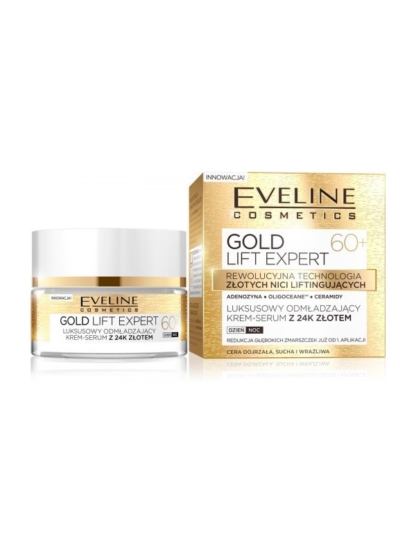 Eveline Gold Lift Expert Luksusowy odmładzający krem-serum z 24K złotem dzień/noc 60+ 50 ml