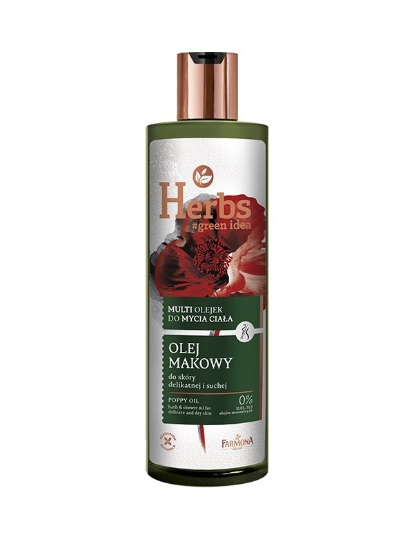 Farmona Herbs Multi Olejek do mycia ciała Olej Makowy do skóry delikatnej i suchej 400 ml