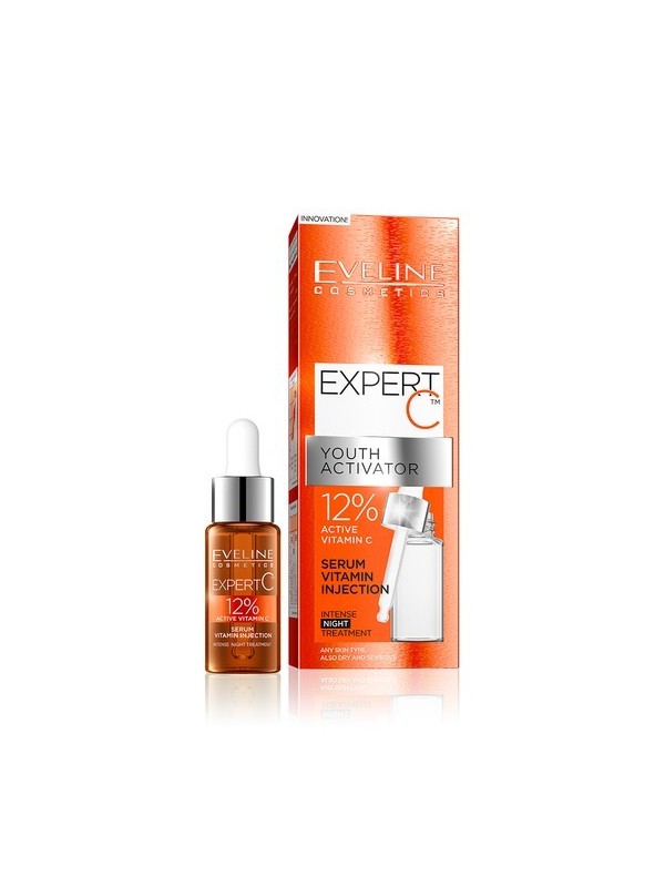 Eveline Expert C Aktywator mlodości serum-zastrzyk witaminowy 12% kuracja na noc 18 ml