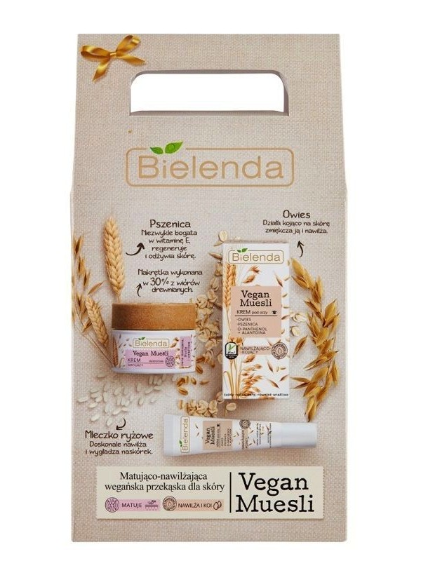 Bielenda Zestaw Prezentowy Vegan Muesli Krem do twarzy matujący 50 ml + Nawilżający krem pod oczy 15 ml