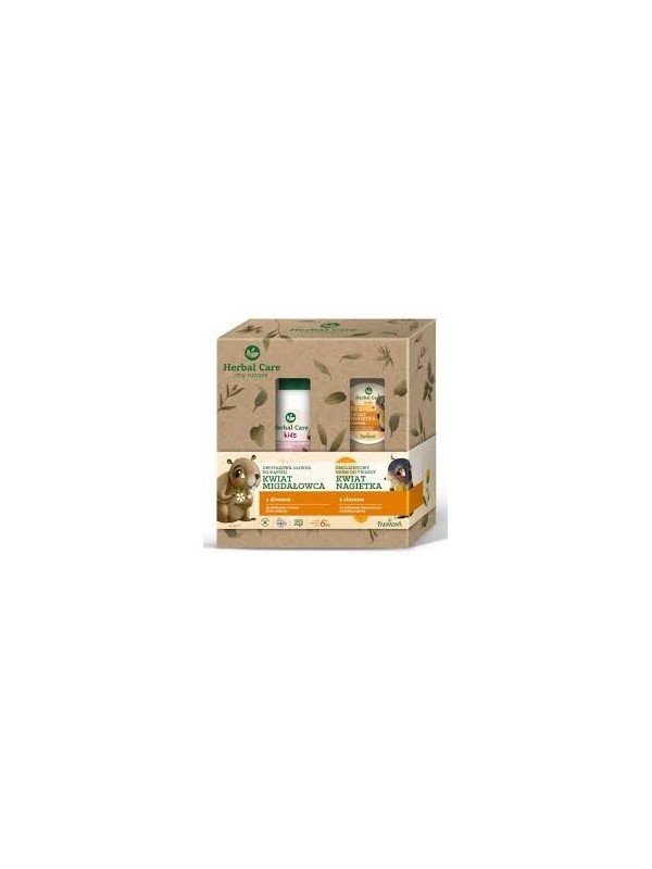 Farmona Zestaw Herbal Care KIDS Dwufazowa Oliwka do kąpieli 300 ml + Emolientowy krem do twarzy 50 ml