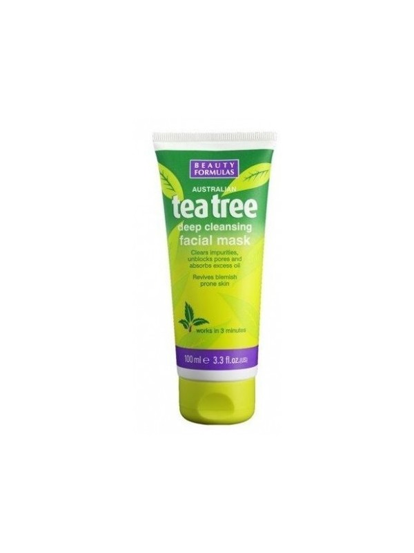 Beauty Formulas Tea Tree Maska glinkowa do twarzy oczyszczająca 100 ml