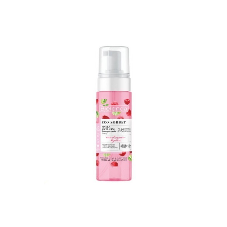 Bielenda ECO SORBET Moisturizing and soothing micellar face cleansing foam Raspberry 150 ml