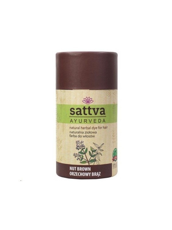 Sattva Ayurveda Naturalna ziołowa Farba do włosów Orzechowy Brąz 150 g