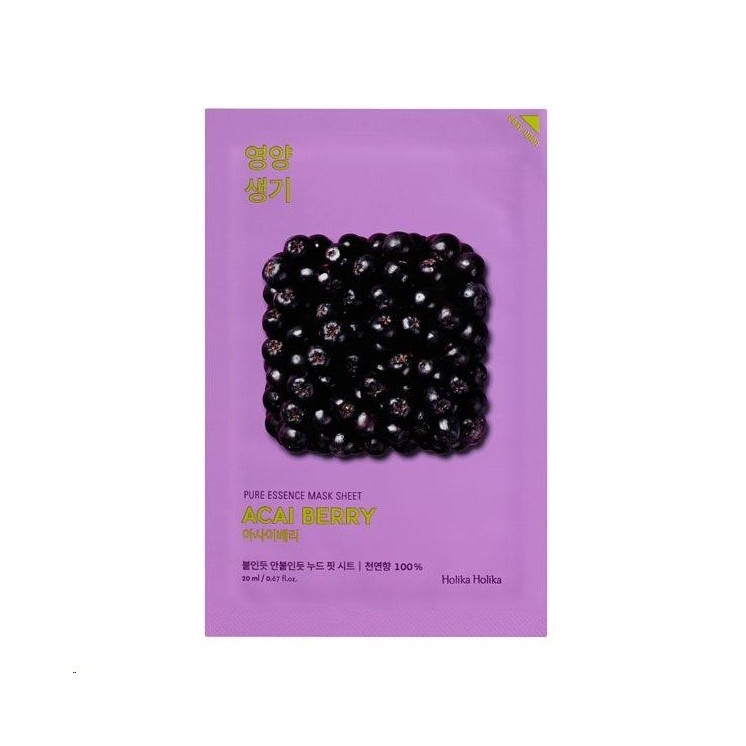 Holika Holika Pure Essence Mask Sheet - Gesichtsmaske in Tuchform mit Acai-Fruchtextrakt 23 g