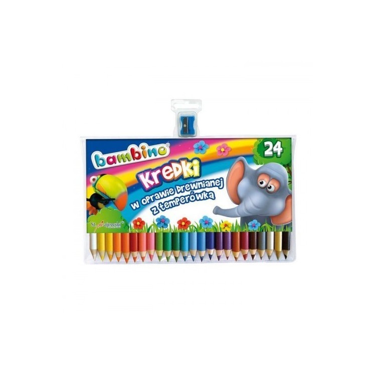 BAMBINO Crayons de couleur à cadre en bois, 24 couleurs + taille-crayon