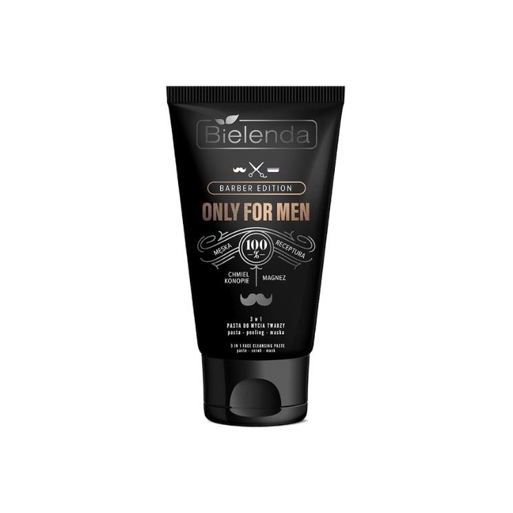 Bielenda ONLY FOR MEN BARBER EDITION Gezichtsreinigingspasta 3in1 Pasta- Peeling Masker 150 g