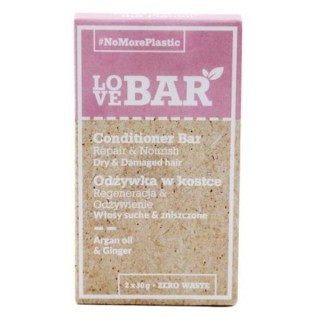 Après-shampoing Love Bar pour cheveux secs et abîmés, huile d'argan et gingembre, 2 x 30 g (31-08-2026)