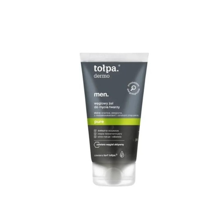Tołpa Dermo Men Pure. charcoal face wash gel cleanses the skin