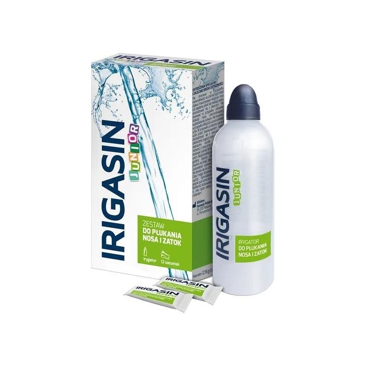Irigasin Junior Set voor het spoelen van de neus en sinussen Irrigator + 12 sachets