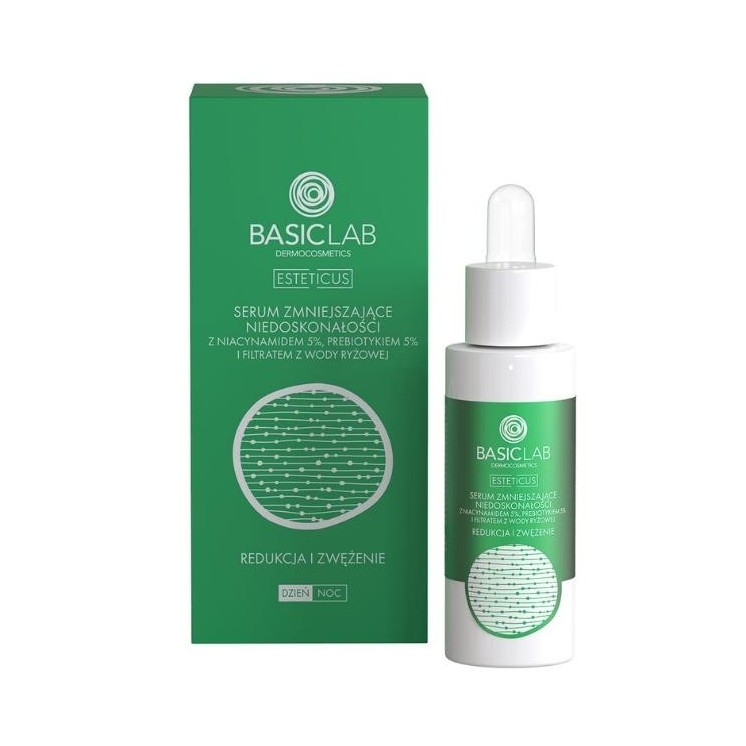 Sérum Esteticus BasicLab pour imperfections avec niacinamide 5 % de réduction et resserrement 30 ml