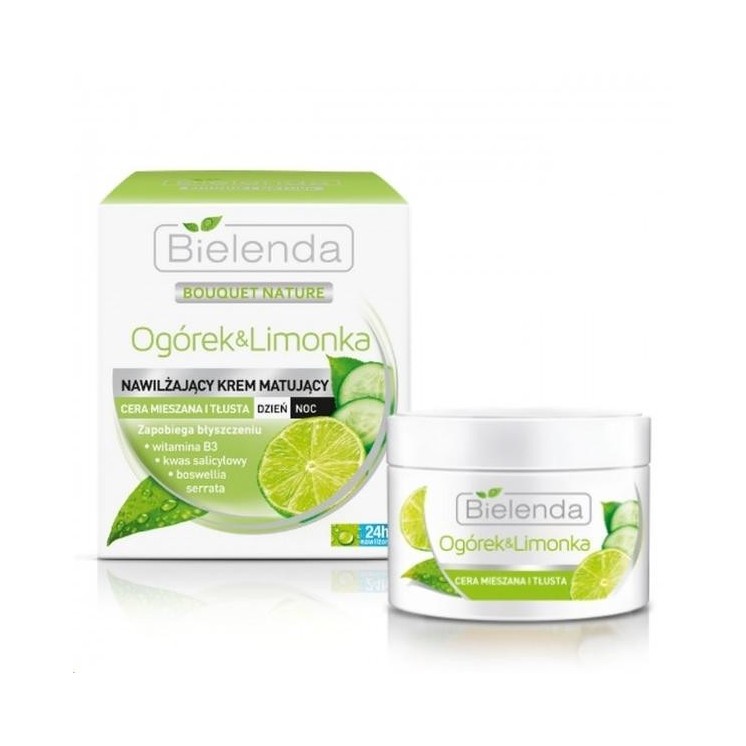 Bielenda Komkommer & Limoen Hydraterende en Matterende Dag/Nacht Gezichtscrème 50 ml