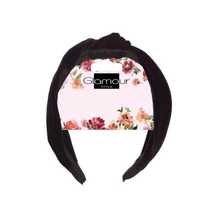 Glamour haarband met knoop, zwart 1 stuk