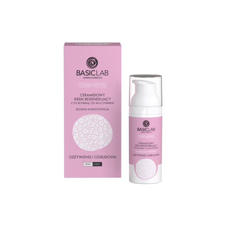 BasicLab Complementis Ceramide Regenerating Cream with 5 % Betaine and 3% Urea with a rich consistency 50 ml
