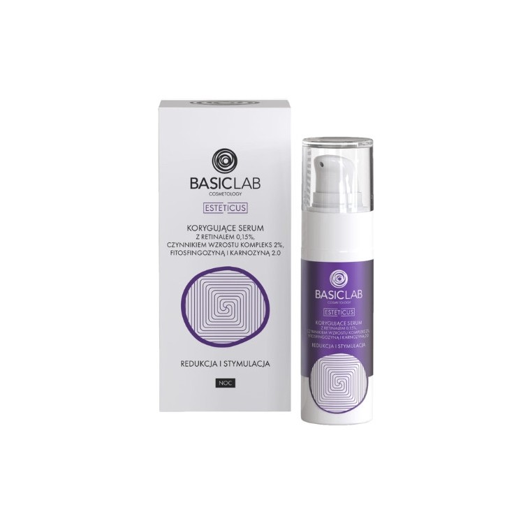 BasicLab Esteticus Corrective Serum with Retinal 0.15%, Growth Factor Compeks 2%, Phytosphingosine and Carnosine 2.0 30 ml