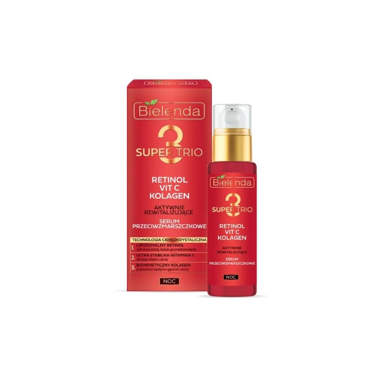 Bielenda Super Trio Retinol + Vit C + Collageen Actief revitaliserend anti-rimpel Serum 30 ml