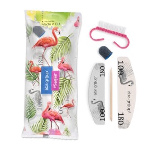 Aba Group Pedicure Set 100/180: Mini File + Mini Polisher + Cap 80R13 + Wooden Stick + Brush