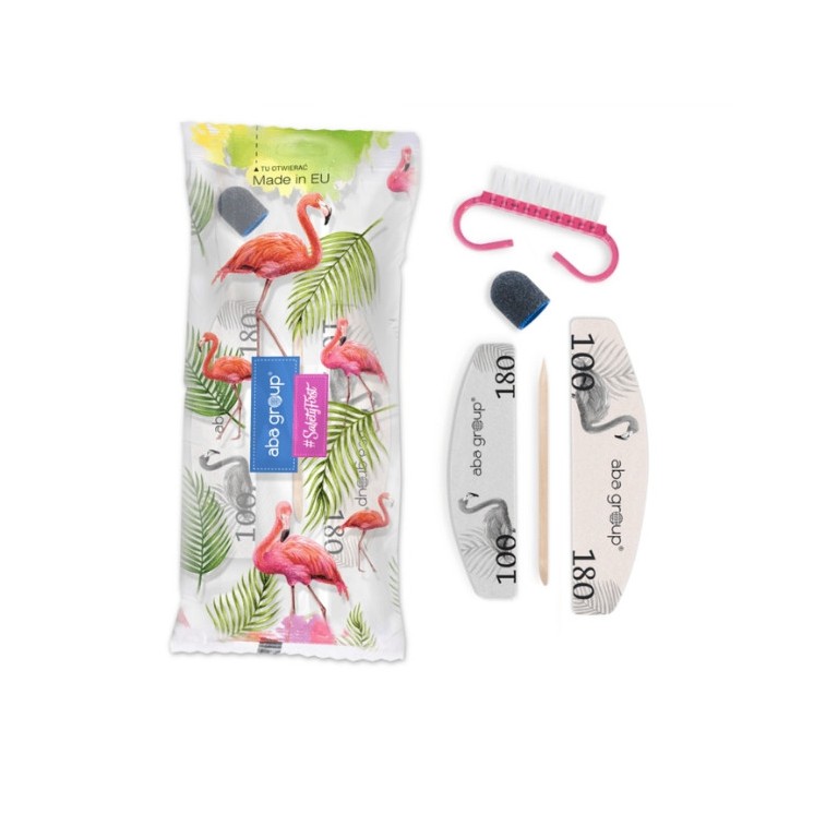Aba Group Pedicure Set 100/180: Mini File + Mini Polisher + Cap 80R13 + Wooden Stick + Brush