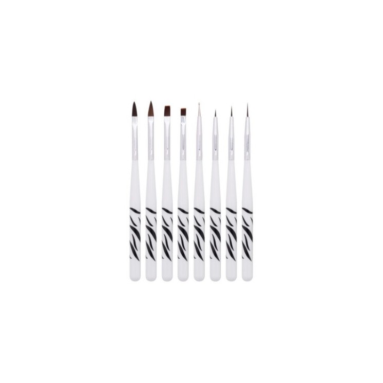 A set of Brushes for gel, acrylic and decorations Zebra 8 pieces