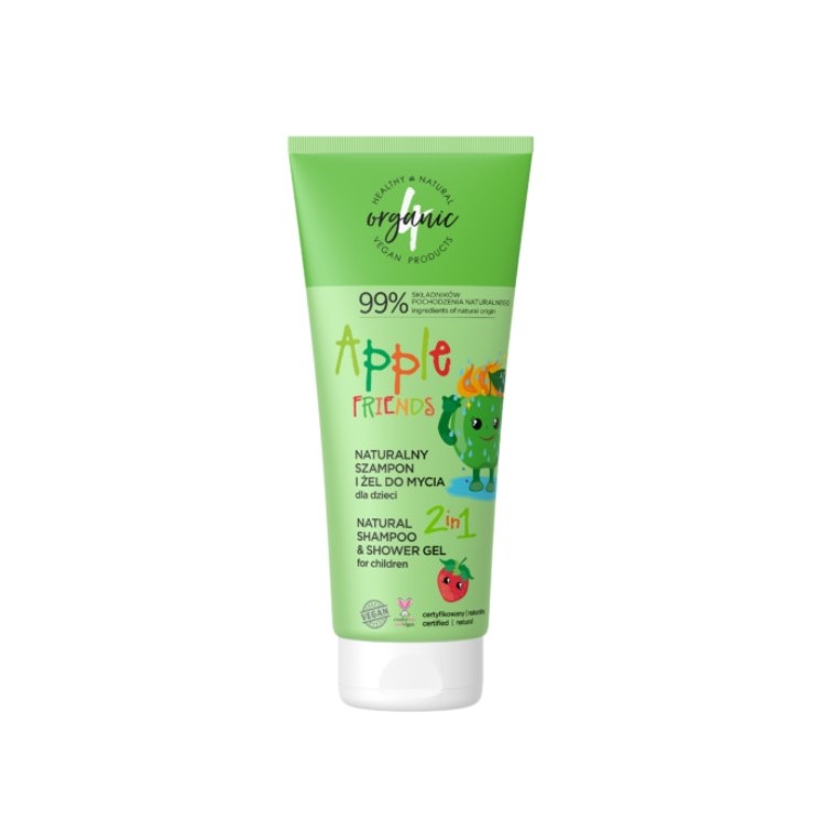 4Organic Apple Friends natural shampoo and washing gel for children 2in1 200 ml