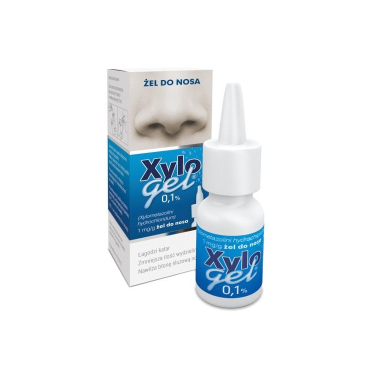 Xylogel 0 1% neusgel in een flesje met een dispenser van 10 ml