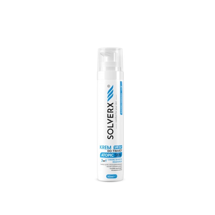 Solverx Atopic Skin Gezichtscreme met SPF50 + voor atopische huid 50 ml