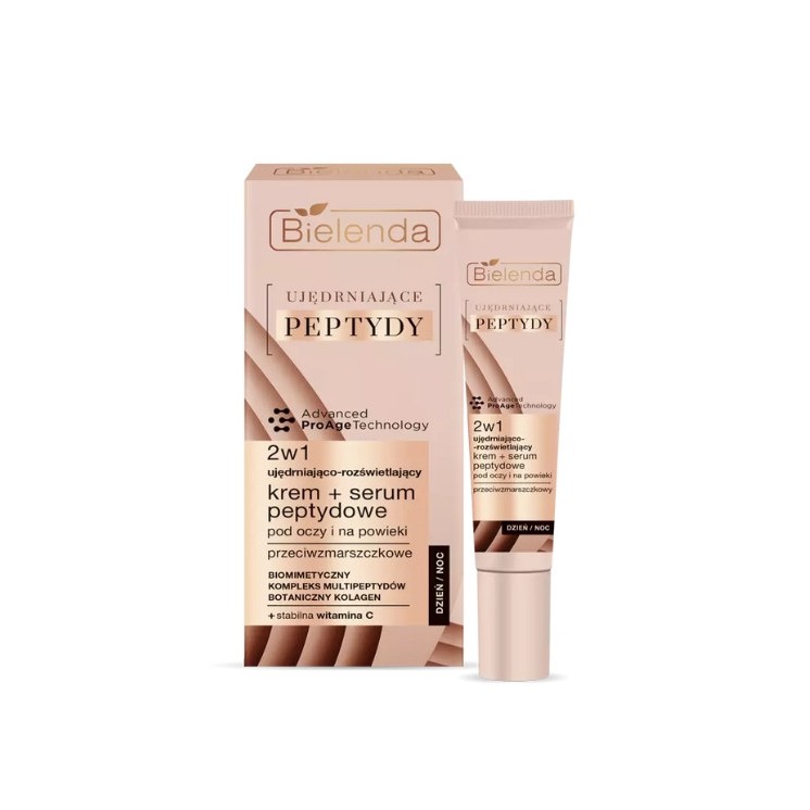Bielenda Ujędrniające Peptydy Cream- serum для очей і повік 2в1 зміцнююча і освітлююча 15 мл