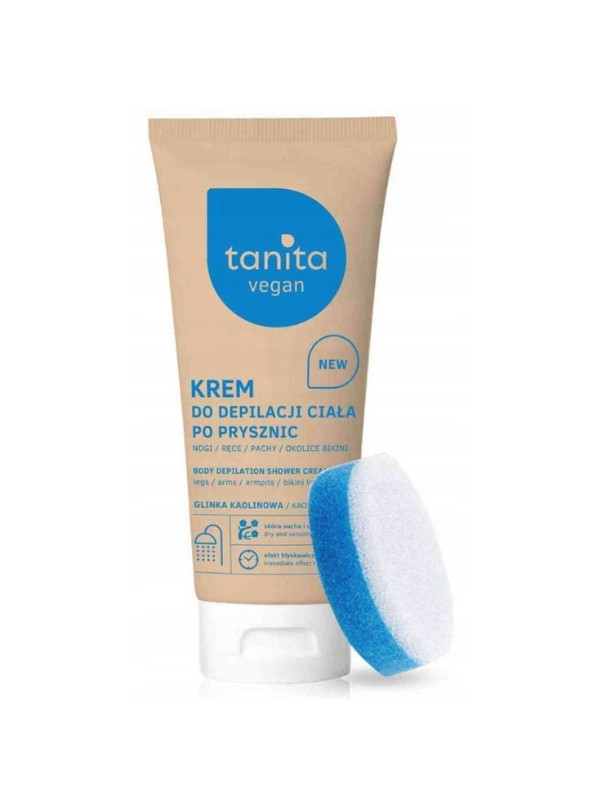 Tanita Vegan Krem do depilacji ciała po prysznic Glinka Kaolinowa 200 ml + Gąbka