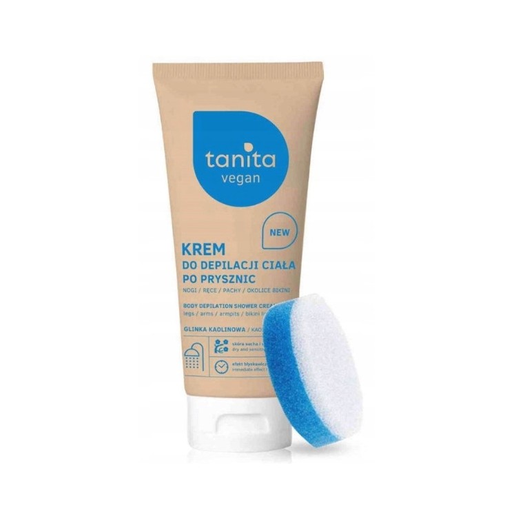 Tanita Vegan Body depilatory cream after shower Kaolin clay 200 ml + Sponge