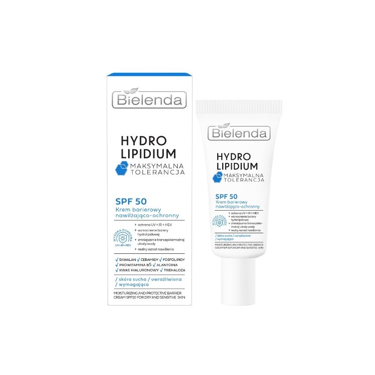 Bielenda Hydro Lipidium зволожуючий і захисний бар'єрний крем для обличчя SPF50 30 мл