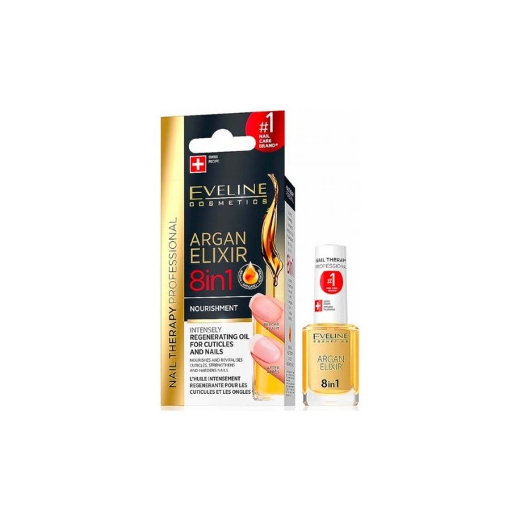 Eveline Professional Nail Therapy Argan Elixir 8in1 regenererende olie voor nagelriemen en nagels 12 ml