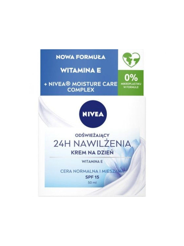 Nivea 24H Nawilżenia Krem do twarzy na dzień Cera normalna i mieszana 50 ml