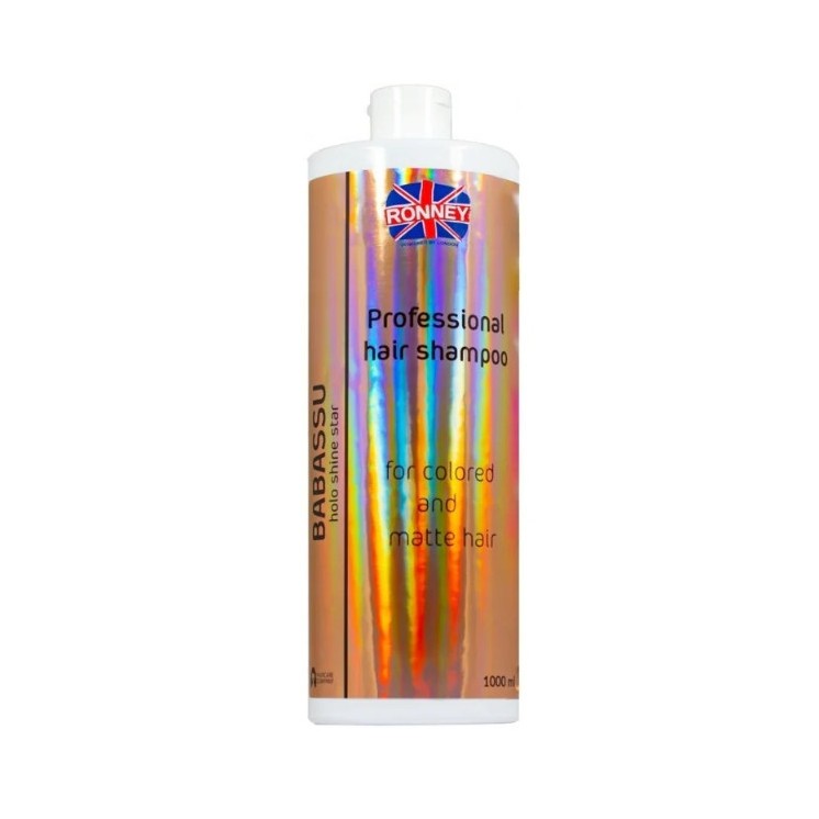 Ronney Professional Holo Shine Star Energizing Shampoo für gefärbtes und mattes Haar Babassu Oil 1000 ml