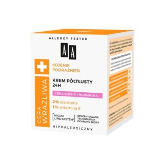 AA Sensitive Skin 24H halbfette Gesichtscreme für trockene und normale Haut 50 ml