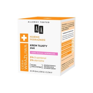 AA Sensitive Skin 24H fettige Gesichtscreme für trockene und normale Haut 50 ml