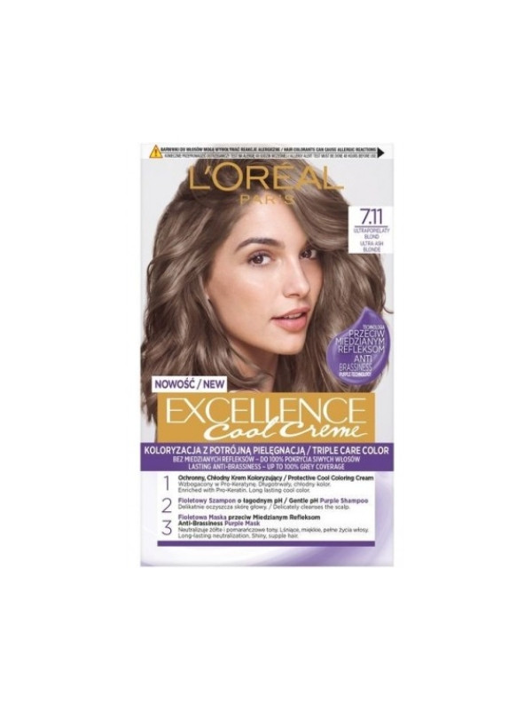 L'oreal Excellence Creme Farba do włosów /7.11/ Ultrapopielaty Blond