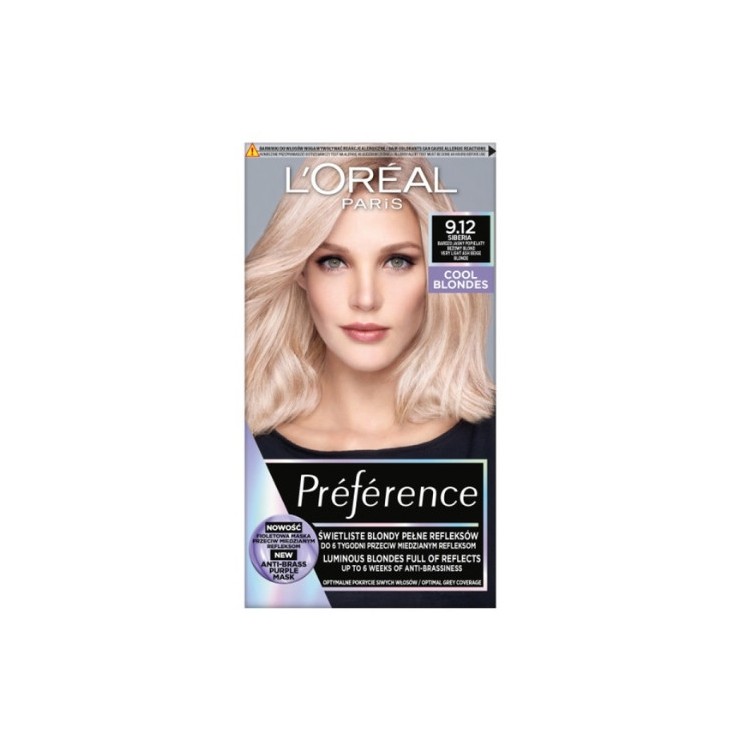 Фарба для волосся L'oreal Preference /9.12/ Дуже світлий попелясто-бежевий Blond