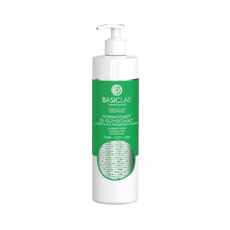 BasicLab Micellis Normalisierendes Gesichtsreinigungsgel für fettige, zu Akne neigende und empfindliche Haut, 300 ml