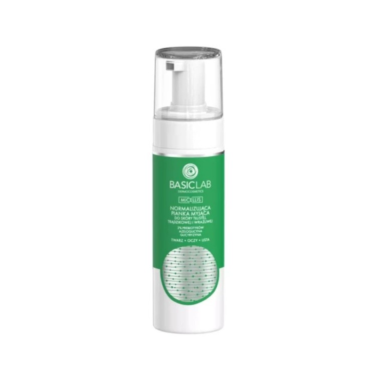 BasicLab Micellis нормалізуюча очищаюча пінка для жирної та чутливої шкіри 500 мл