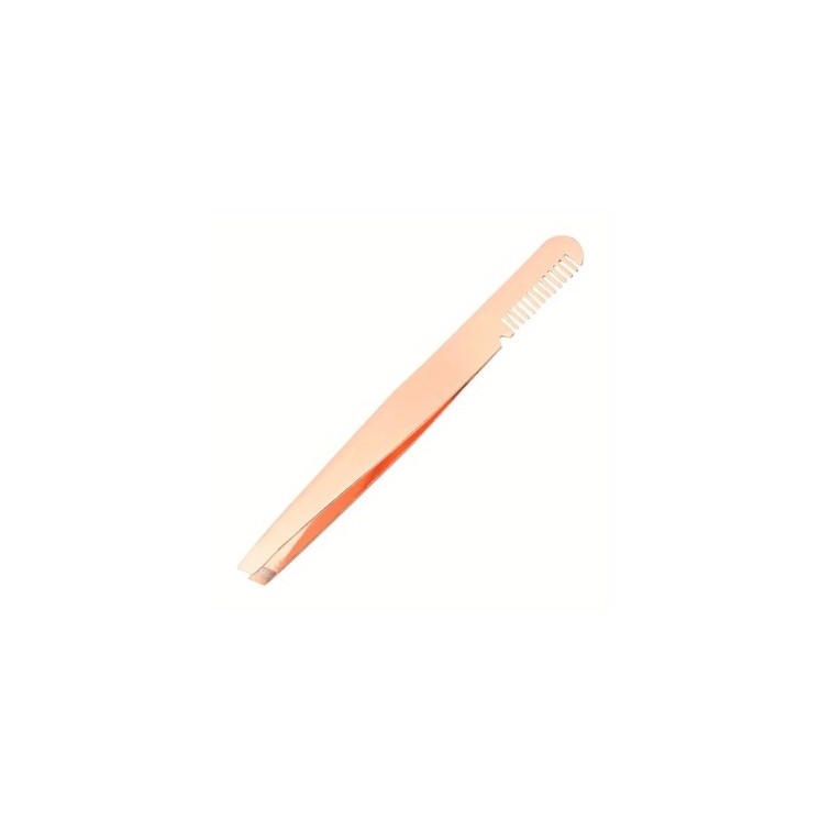 Cosmetic tweezers with eyebrow comb Rose Gold 1 piece