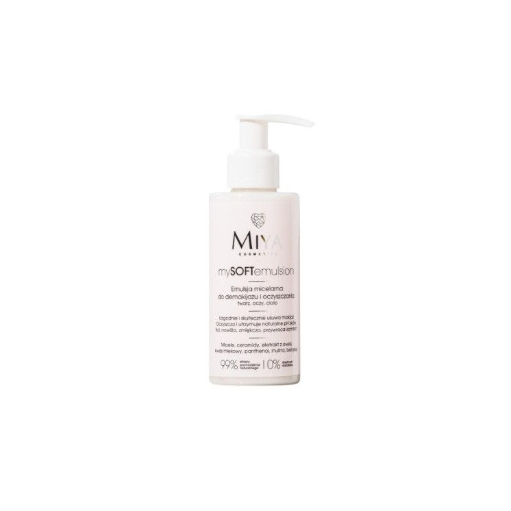 Miya Cosmetics mySOFTemulsion mizellare Emulsion zum Entfernen von Make-up und Reinigung von Gesicht, Augen und Körper 140 ml
