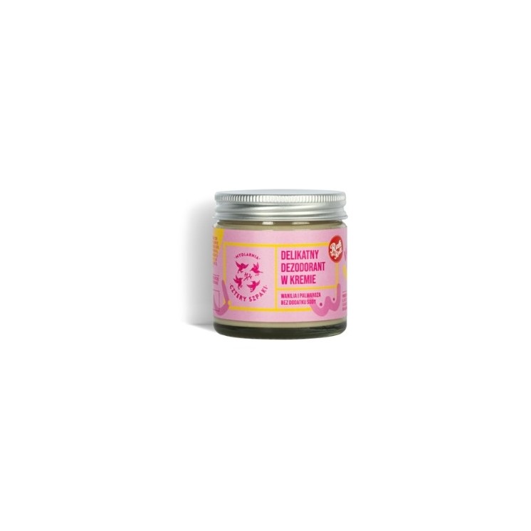 Mydlarnia Cztery Szpaki zartes Creme-Deodorant Vanille und Palmarose Limited Edition „Badaj się“ 60 ml
