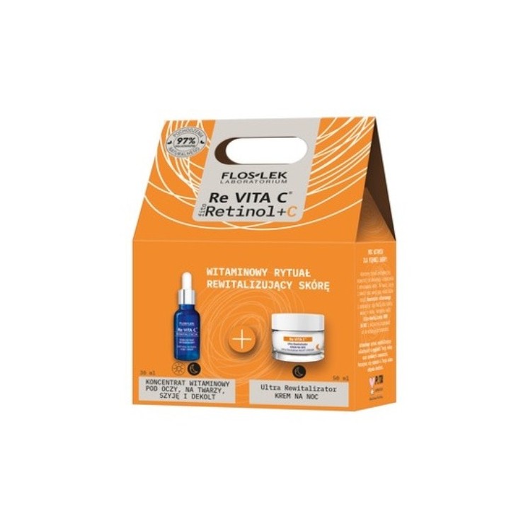 Floslek Revita C Geschenkset: Nachtgesichtscreme 50 ml + Vitaminkonzentrat für Augen, Gesicht, Hals und Dekolleté 30 ml