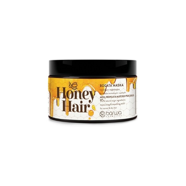 Barwa Honey Hair Moisturizing and smoothing mask for normal and dry hair Honey, Propolis & Royal Jelly 220 ml