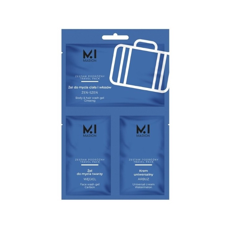 Marion Travel Pack Reisset for Men : Wasgel voor lichaam en haar+Gezichtswasgel+Universele crème