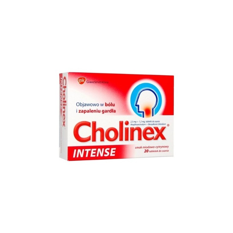 Cholinex Intense Lozenges with honey and lemon flavor, 20 tablets