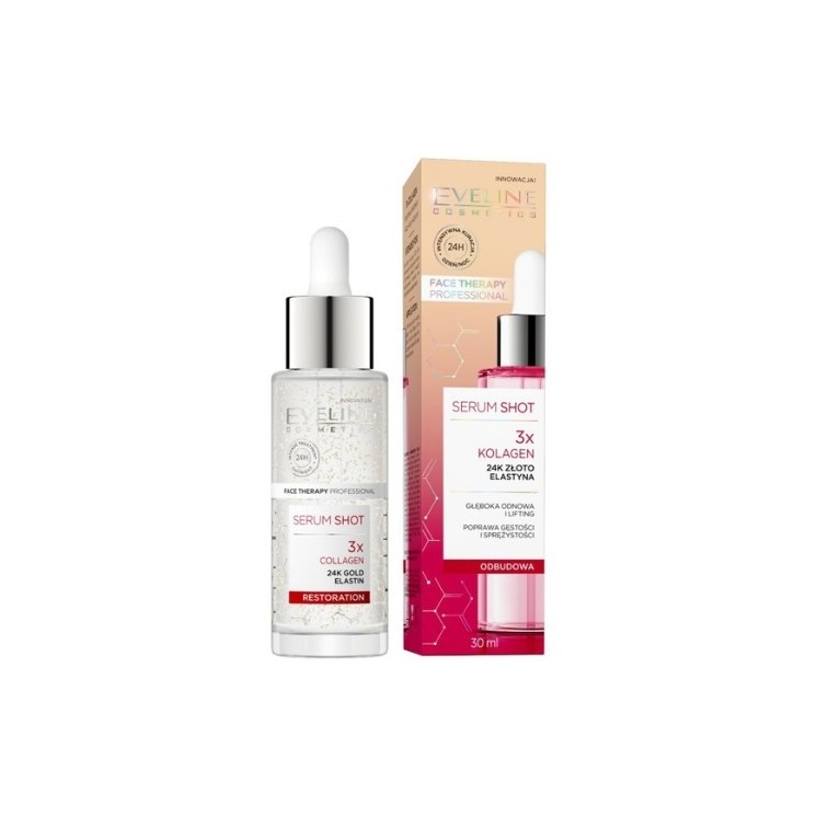Eveline Serum Shot Soin Régénérant Visage, Cou et Décolleté 3x Collagène 30 ml