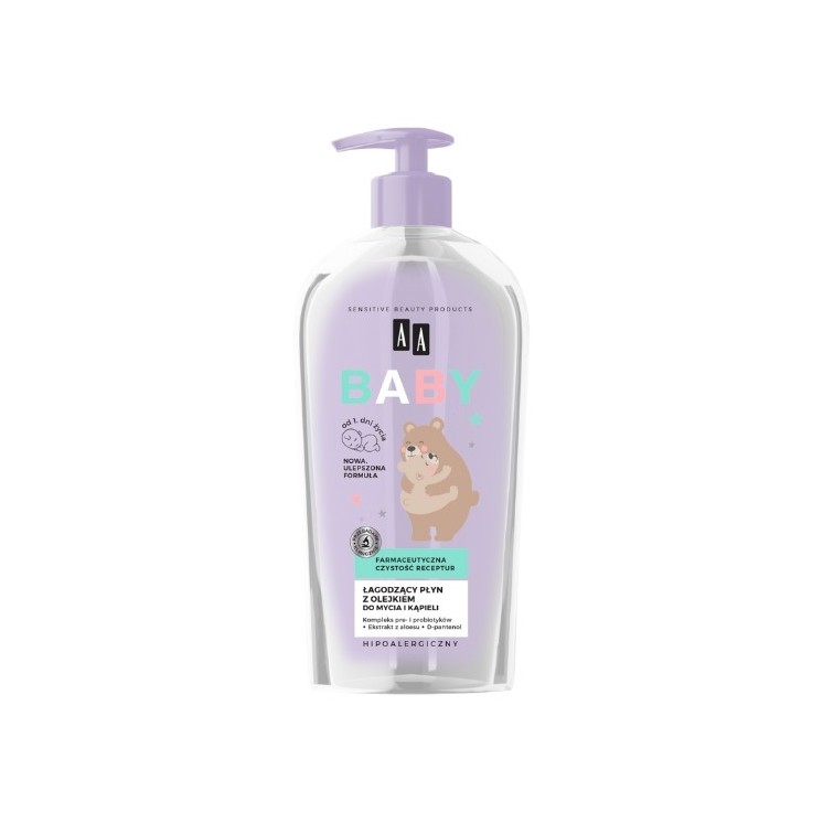 AA Baby Verzachtende Fluid met olie voor wassen en baden 400 ml