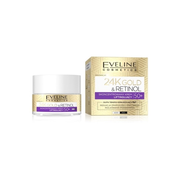 Концентрований крем для обличчя Eveline 24K Gold & Retinol 50+ Lifting 50 мл